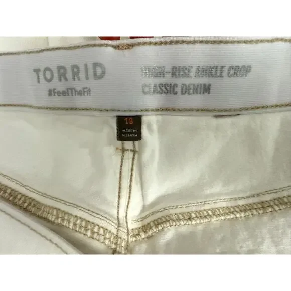 Torrid White High Rise Cropped Ankle Stretch Denim Jeans Size 18 NWOT - Picture 8 of 10